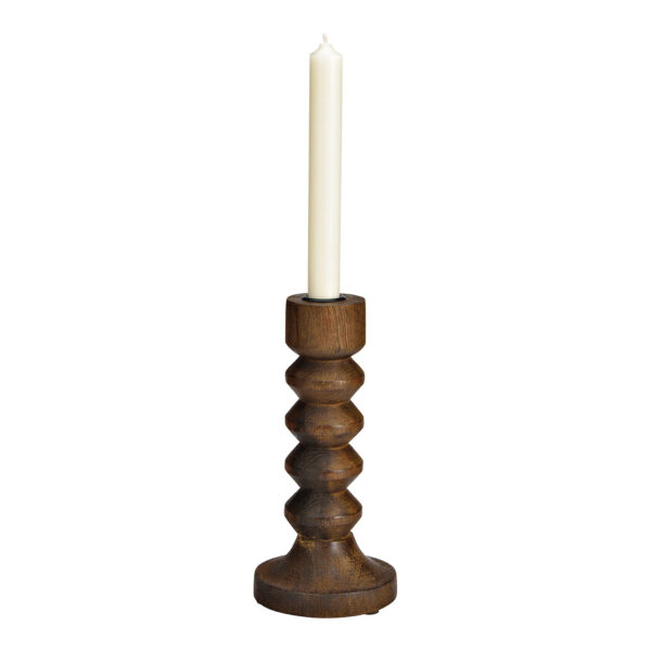 Candelabro de madera de mango marrón (An./Al./Pr.) 10x20x10cm