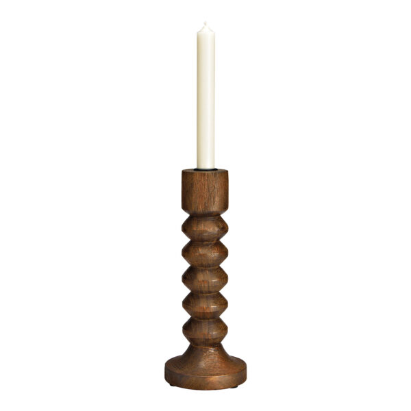 Candelabro de madera de mango marrón (An./Al./Pr.) 10x25x10cm