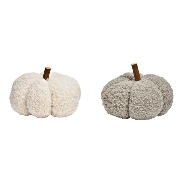 Calabaza textil blanca, gris (An./Al./Pr.) 23x14x23cm