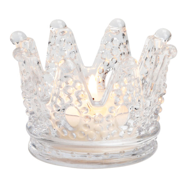 Portavelas corona de cristal transparente (An./Al./Pr.) 8x5x8cm