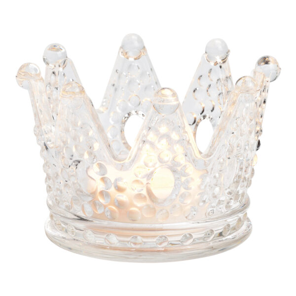 Portavelas corona de cristal transparente (An/Al/Pr) 12x8x12cm