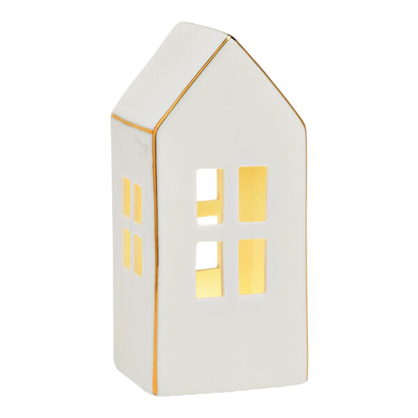 Casa con LED de porcelana blanca (An./Al./Pr.) 6x15x6cm