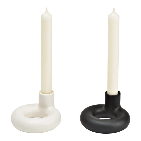 Candelabro de cerámica negro, blanco, 2 compartimentos, (ancho/alto/profundidad) 10 x 5 x 10 cm