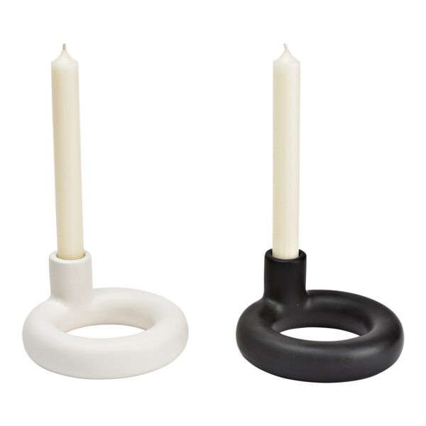 Candelabro de cerámica negro, blanco, 2 compartimentos, (ancho/alto/profundidad) 13 x 6 x 13 cm