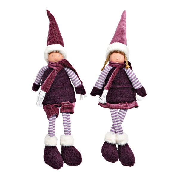 Taburete infantil Edge de invierno de textil morado, 2 compartimentos, (ancho/alto/fondo) 18x64x13cm