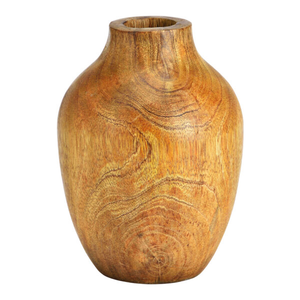 Jarrón de madera de mango marrón (An./Al./Pr.) 10x15x10cm