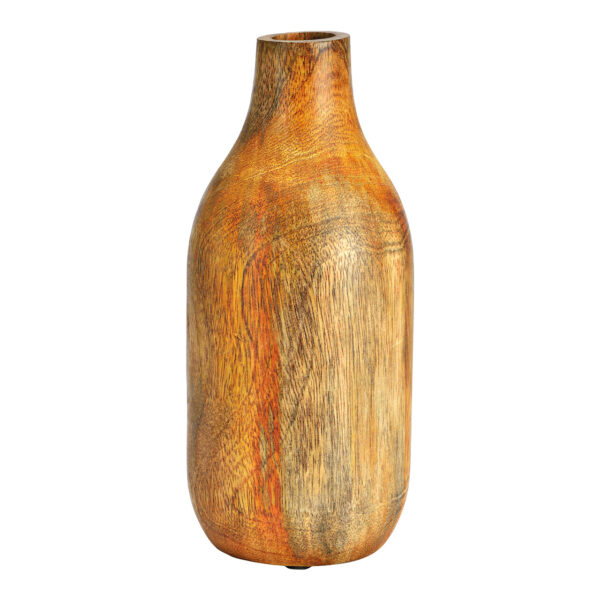 Jarrón de madera de mango marrón (An./Al./Pr.) 11x25x11cm