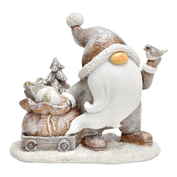Papá Noel con regalos de poly blanco, beige (ancho x alto x profundidad) 12 x 11 x 6 cm