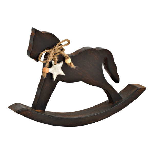 Caballo balancín de madera de mango marrón (An./Al./Pr.) 23x16x3cm