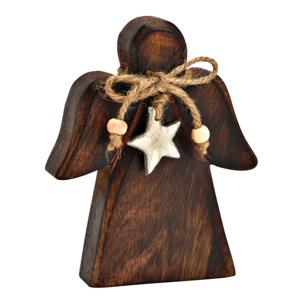 Ángel de madera de mango marrón (An./Al./Pr.) 12x15x2cm
