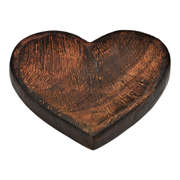 Cuenco decorativo corazón de madera de mango marrón (An./Al./Pr.) 20x4x19cm