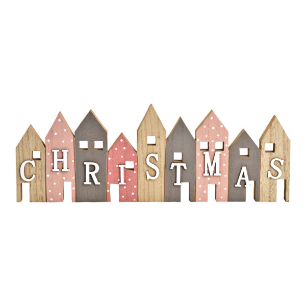 Casas de pie, NAVIDAD, de madera de colores (An./Al./Pr.) 40x14x2cm