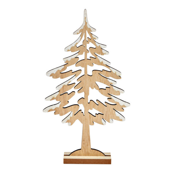 Abeto con nieve de madera natural (An./Al./Pr.) 15x26x4cm