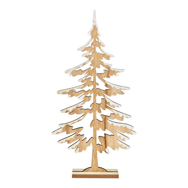 Abeto con nieve de madera natural (An./Al./Pr.) 20x39x5cm