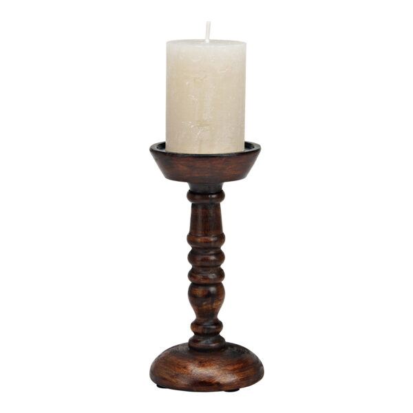 Candelabro de madera de mango marrón (An./Al./Pr.) 10x20x10cm