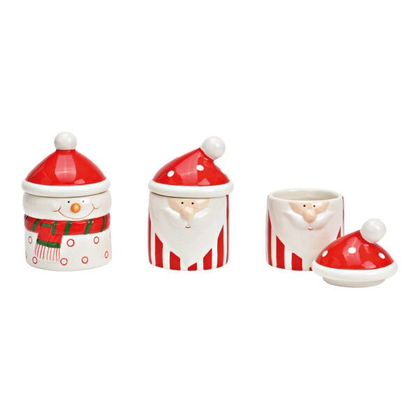 Caja de nieve y Papá Noel de cerámica roja y blanca (An./Al./Pr.) 10x14x10cm