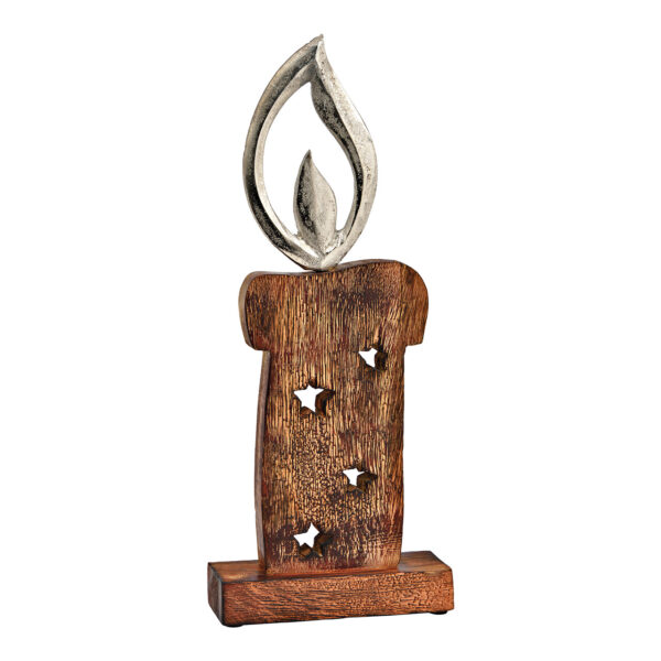 Soporte para vela de madera de mango marrón (An./Al./Pr.) 15x37x5cm