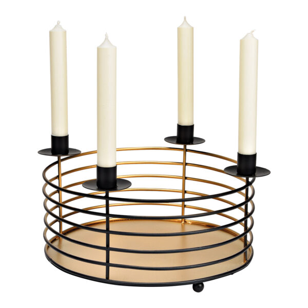 Candelabro de Adviento, 4 unidades, de metal negro (an./al./pr.) 32 x 14 x 32 cm