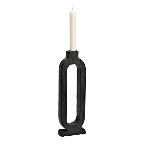 Candelabro de madera de mango negro (An./Al./Pr.) 10x30x4cm