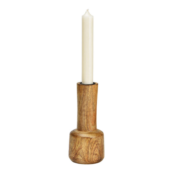 Portavelas madera de mango natural (An./Al./Pr.) 7x15x7cm