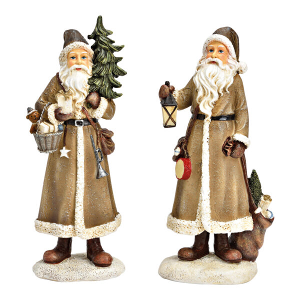Papá Noel de poli marrón, 2 surtido, (An./Al./Pr.) 12 x 28 x 9 cm