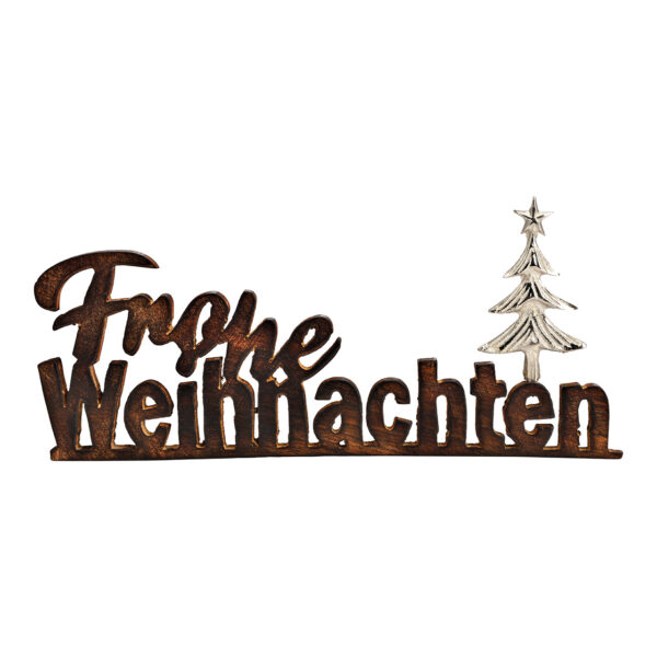 Letra de pie, Frohe Weihnachten de madera de mango marrón (an/al/pr) 14x30x2cm