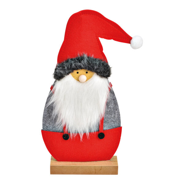 Papá Noel sobre base de madera de fieltro rojo (An./Al./Pr.) 16x34x5cm