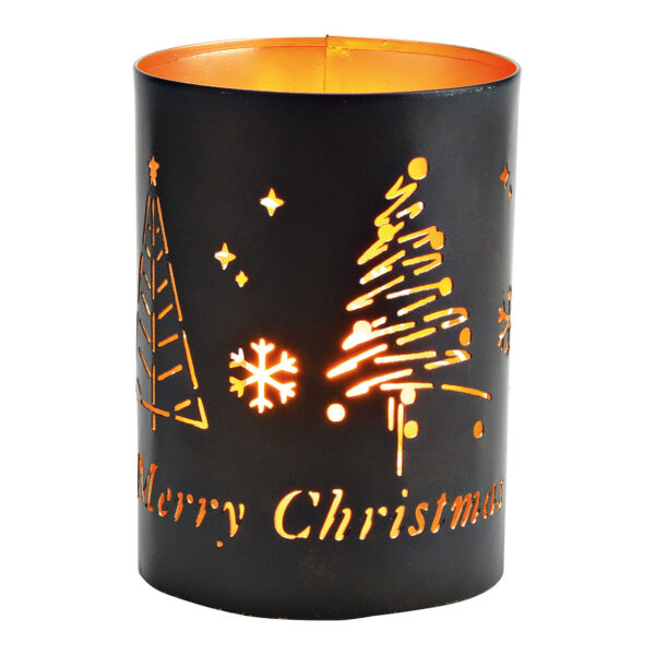 Adorno de abeto con luz de viento, Feliz Navidad, fabricado en metal negro (An./Al./Pr.) 10 x 14 x 10 cm