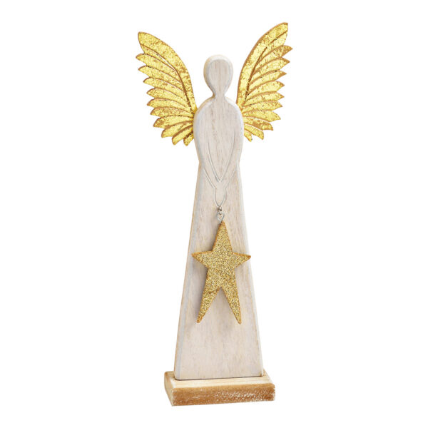 Ángel de pie de madera color blanco (An./Al./Pr.) 10x26x4cm