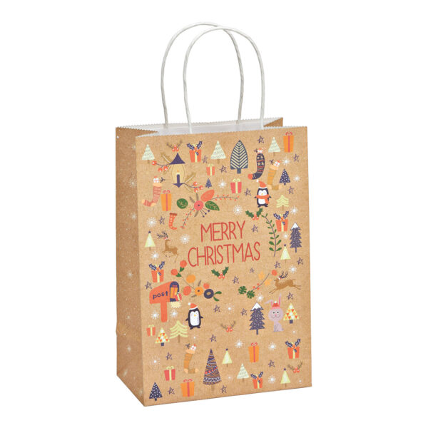 Bolsa de regalo, decoración navideña, hecha de papel/cartón marrón (An./Al./Pr.) 18x27x10cm