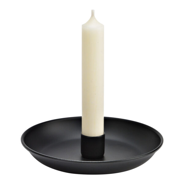 Portavelas plato metal negro (An./Al./Pr.) 14x2x14cm