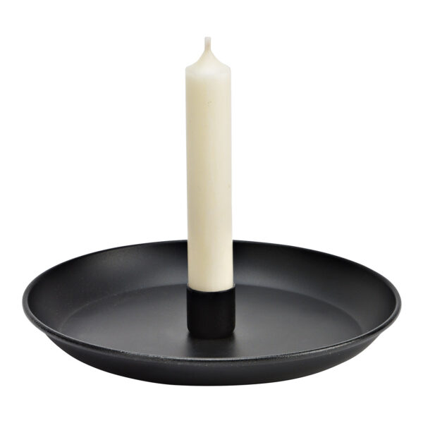 Portavelas plato metal negro (An./Al./Pr.) 18x2x18cm