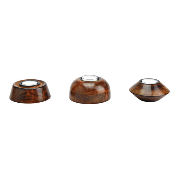 Portavelas de madera de mango marrón, 3 compartimentos, (ancho/alto/profundidad) 10 x 3 x 10 cm 10 x 5 x 10 cm 10 x 4 x 10 cm
