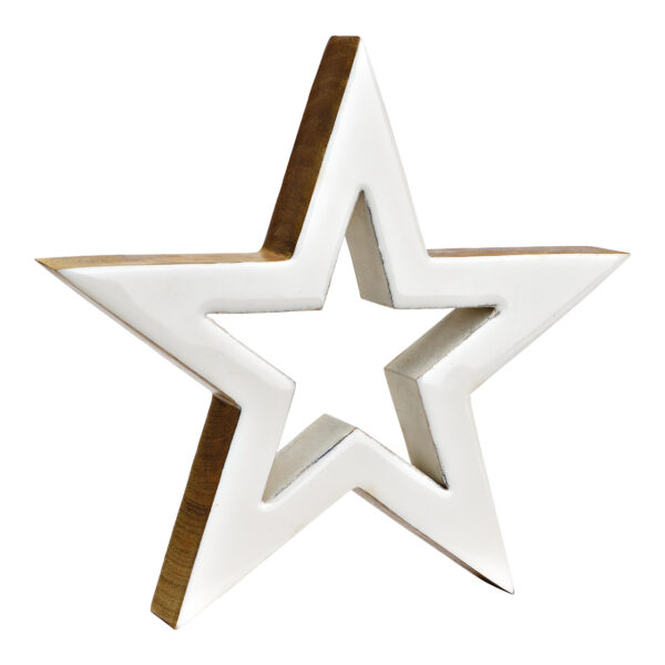 Soporte estrella madera mango blanco (An./Al./Pr.) 25x25x3cm
