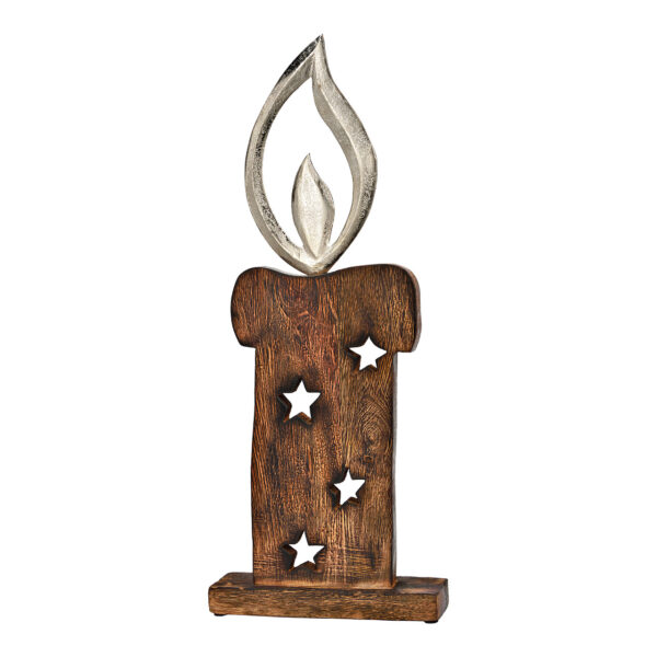 Soporte para vela de madera de mango, metal marrón (An./Al./Pr.) 20x49x5cm