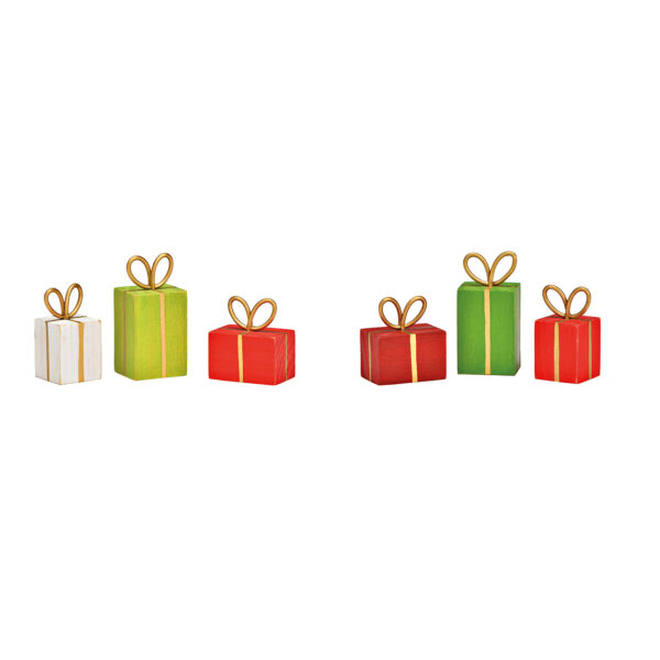Juego de 3 cajas de regalo de madera de colores, 2 compartimentos, (An./Al./Pr.) 9 x 6 x 2 cm
