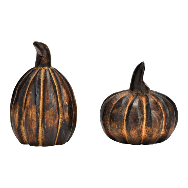 Calabaza de madera de mango marrón, 2 surtido, (ancho/alto/profundidad) 8 x 12 x 8 cm, 9 x 10 x 9 cm