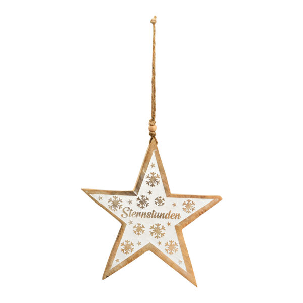 Para colgar estrella, Sternstunden de madera de mango natural, blanco (an./al./pr.) 20x20x2cm