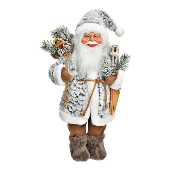 Papá Noel de plástico/textil gris, marrón (ancho/alto/profundidad) 24 x 49 x 18 cm