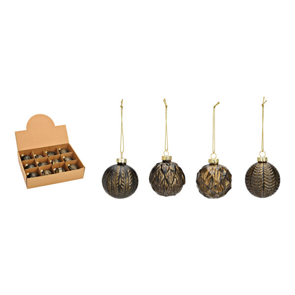 Bola navideña de cristal marrón cuádruple, (ancho/alto/profundidad) Ø6cm