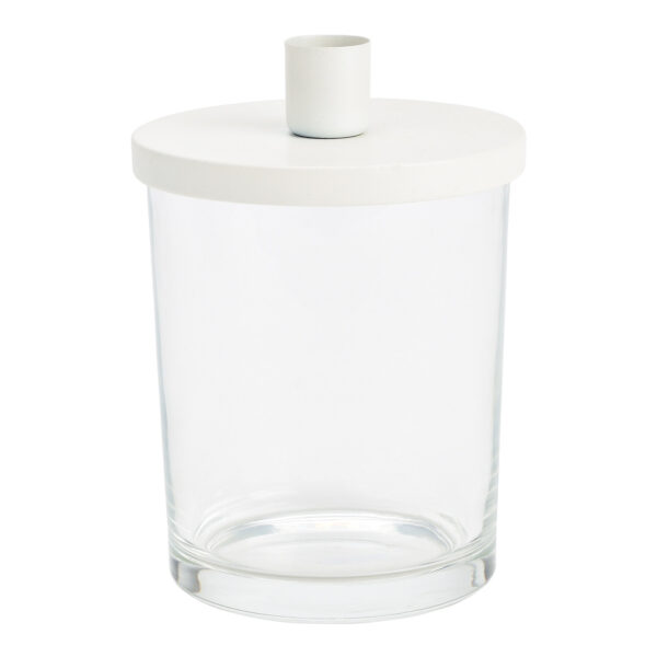 Candelabro de cristal transparente, metal blanco (An./Al./Pr.) 10x14x10cm