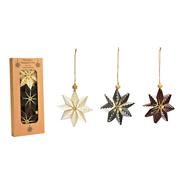 Juego de Para colgars navideñas con forma de estrella, 6 piezas, papel/cartón, rojo, verde y blanco (ancho/alto/profundidad) 10 x 10 x 1 cm