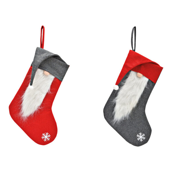 Bota de Papá Noel de textil rojo, gris, 2 surtido, (An/Al) 26x40cm