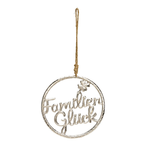 Para colgar Familien Glück metal plateado (An/Al/Pr) 20x20x0,5cm