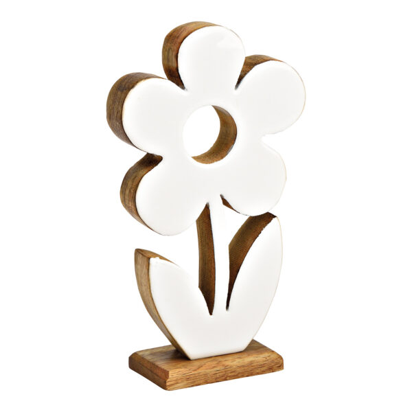 Soporte de madera de mango para flores blanco (An./Al./Pr.) 12x22x5cm
