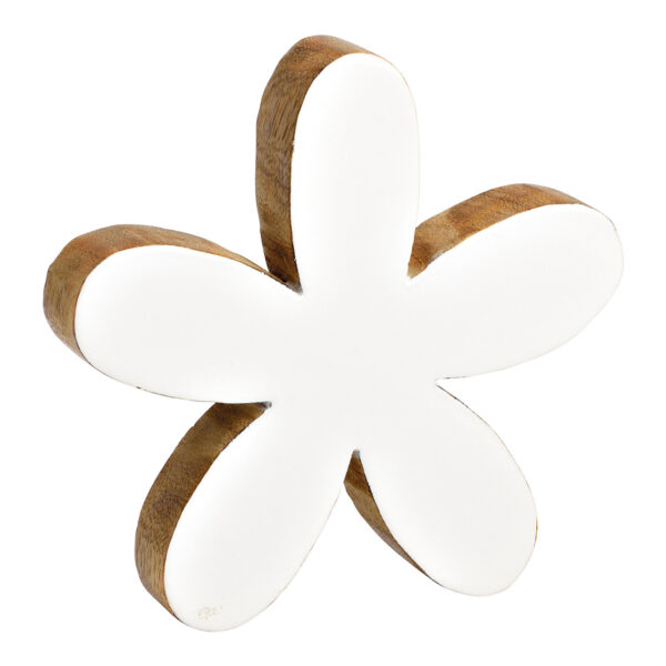 Flor de madera de mango blanca (An./Al./Pr.) 15x16x2cm