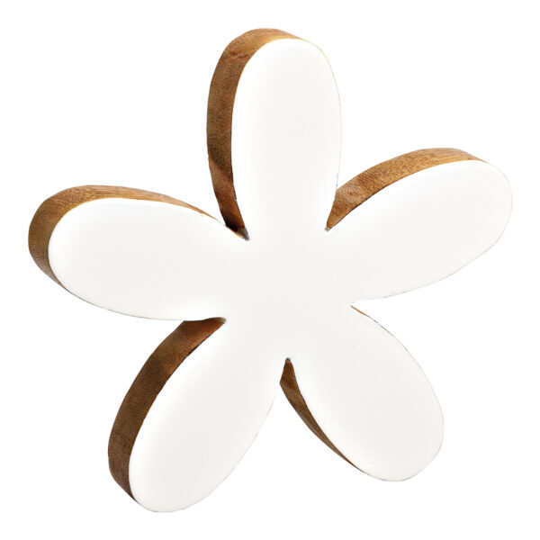 Flor de madera de mango blanca (An./Al./Pr.) 18x18x2cm