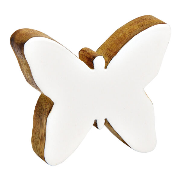 Mariposa de madera de mango blanca (An./Al./Pr.) 10x8x2cm