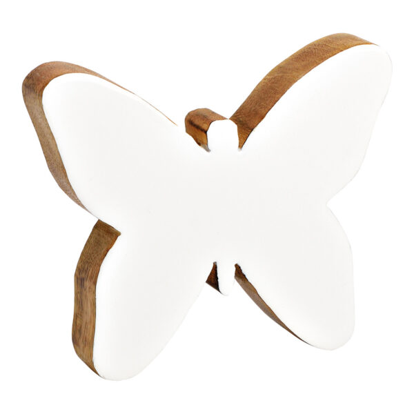 Mariposa de madera de mango blanca (An./Al./Pr.) 15x12x2cm