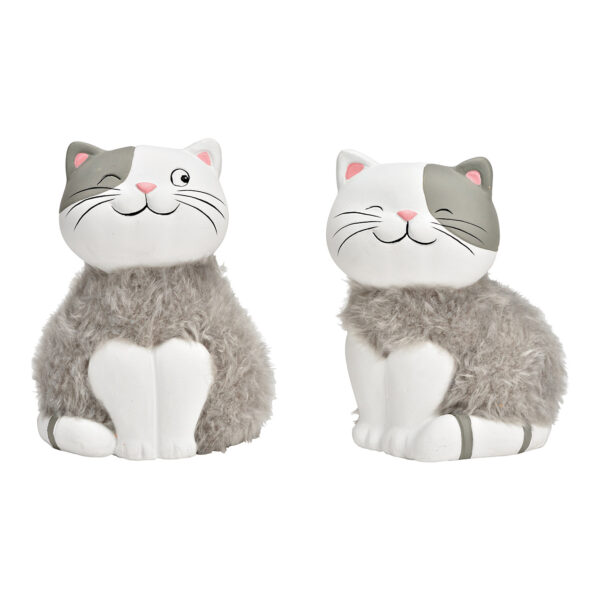 Gato de arcilla gris doble cara, (An./Al./Pr.) 12x16x10cm